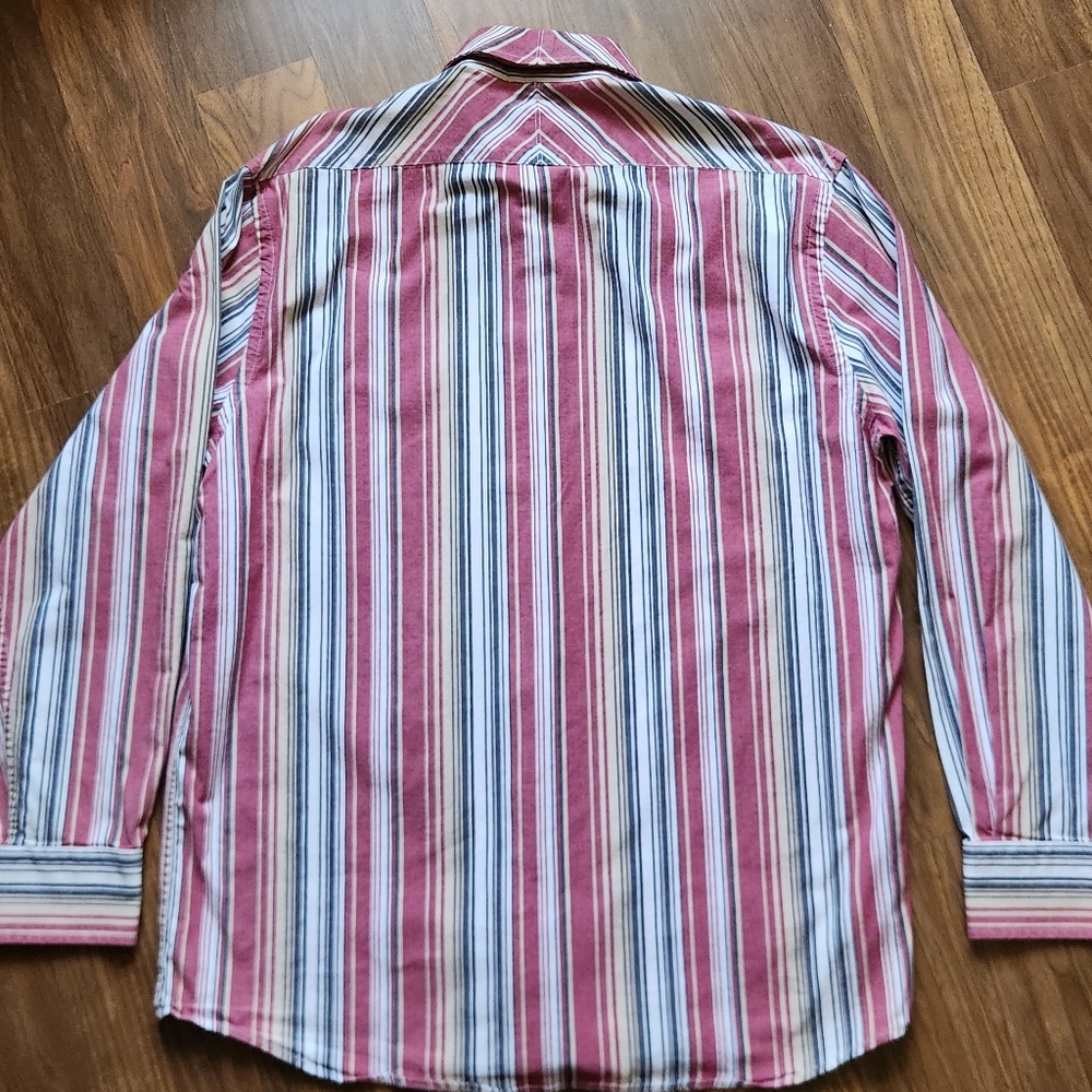 Mens Cinch Large Western Striped Button Down Shirt Red Blue Cowboy Rodeo - Picture 3 of 12